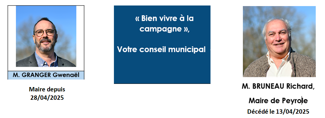 Photo du Maire Gwénaël GRANGER élu le 28 avril 2025 et de Richard BRUNEAU