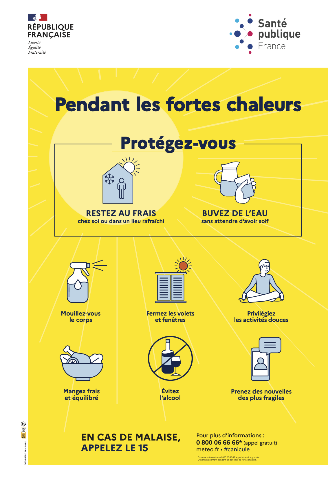 Affiche des gestes à suivre pendant la canicule, suite