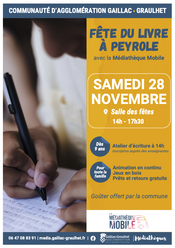 Affiche de la fête du livre à Peyrole le 28 novembre 2026